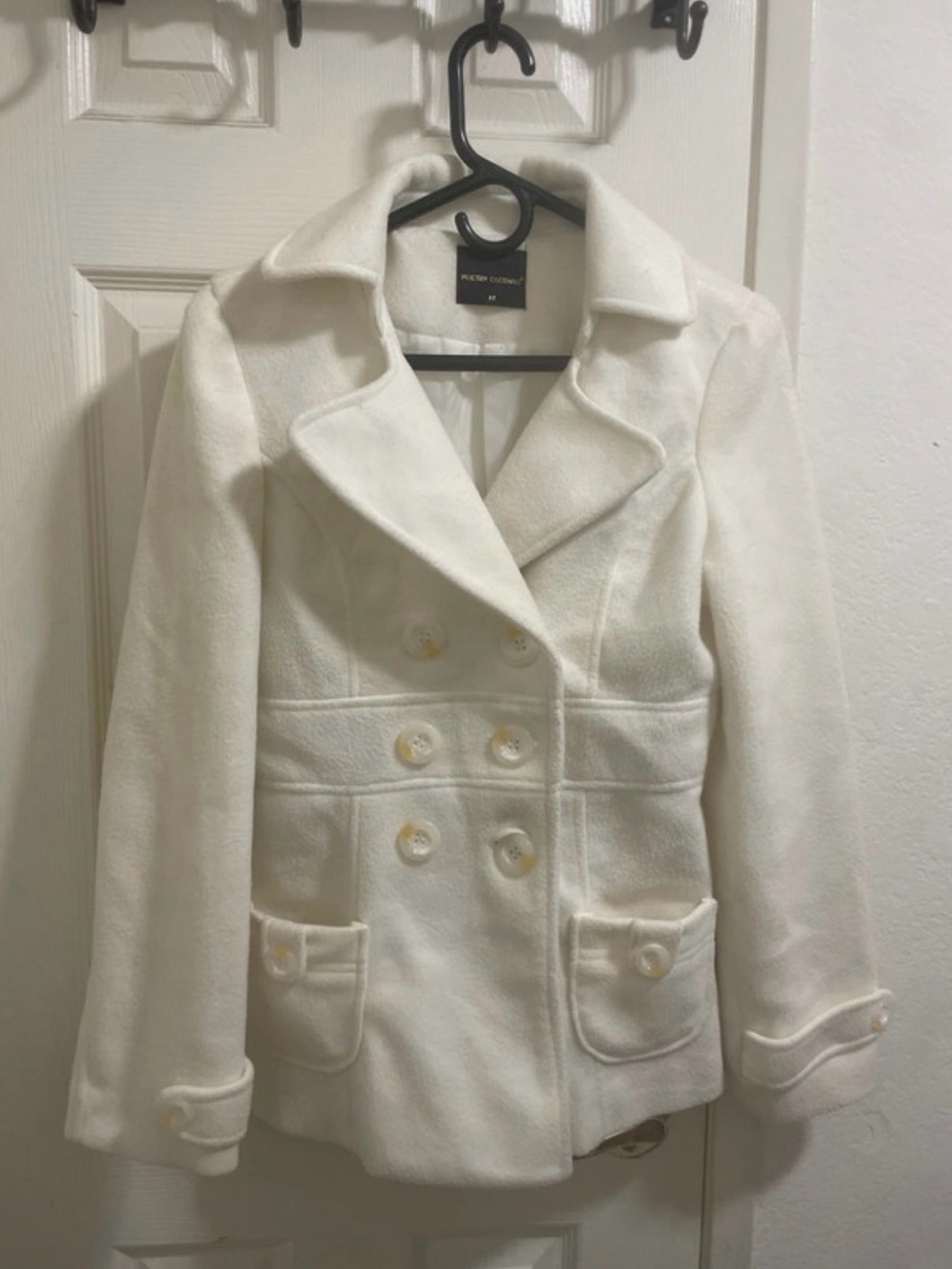 Poetry White Double-Breasted Peacoat
